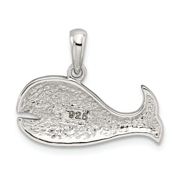 Rhodium Over Sterling Silver Blue and Grey Preciosa Crystal Whale Pendant