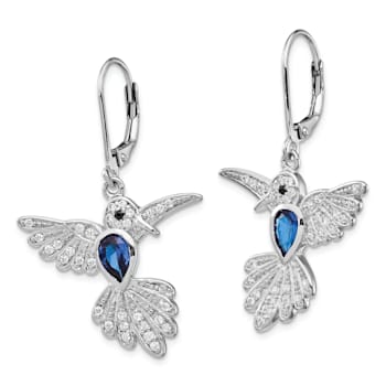 Rhodium Over Sterling Silver Lab Created Spinel and Cubic Zirconia
Hummingbird Earrings
