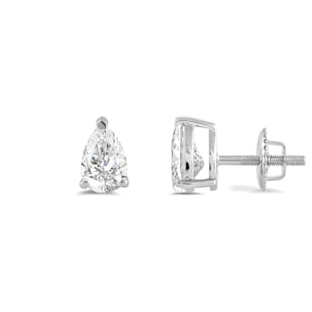 White Cubic Zirconia 14k White Gold Studs With Velvet Gift Box 1.00ctw