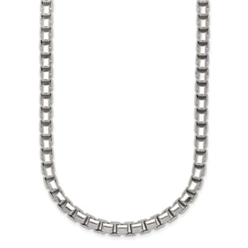 Rhodium Over Sterling Silver Polished 5.0mm Box 16 Inch Chain