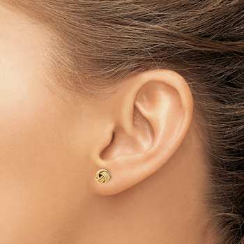 14k Yellow Gold 6.45mm Love Knot Stud Earrings