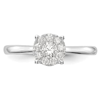 Rhodium Over 14K White Gold Lab Grown Diamond Cluster Engagement Ring 0.33ctw