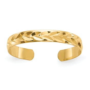 14K Yellow Gold Diamond Cut Toe Ring