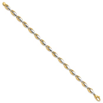 14K Two-tone Gold 5.6mm Polished Fancy Link Bracelet
