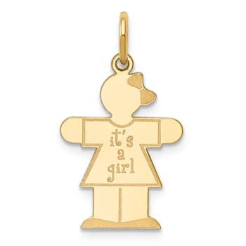 14k Yellow Gold Satin Girl with Bow on Left Charm