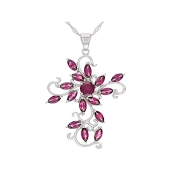 Magenta Rhodolite Rhodium Over Sterling Silver Pendant With Chain 4.73ctw