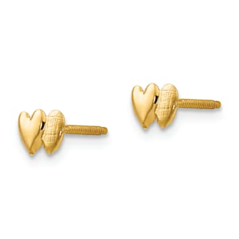 14k Yellow Gold Double Heart Earrings
