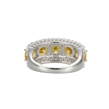 Yellow And White Cubic Zirconia Platinum Over Sterling Silver Ring 7.86ctw