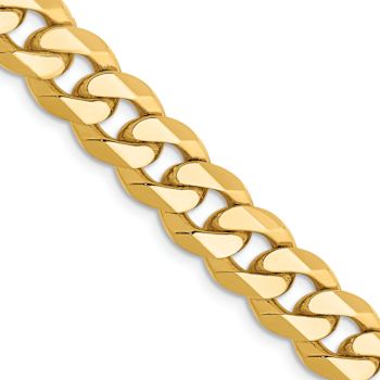 14k Yellow Gold 8.5mm Solid Flat Beveled Curb 20 Inch Chain