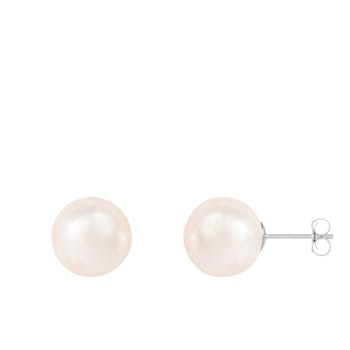 14k White Gold 10-11mm White Freshwater Pearl Stud Earrings