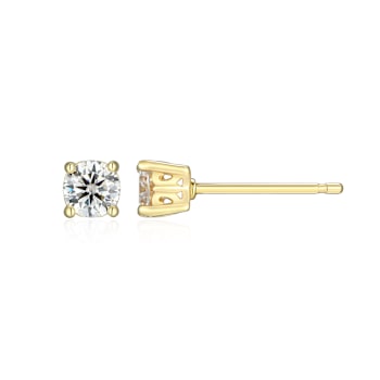 Moissanite 14k Yellow Gold Over Silver Stud Earrings 0.46ctw DEW
