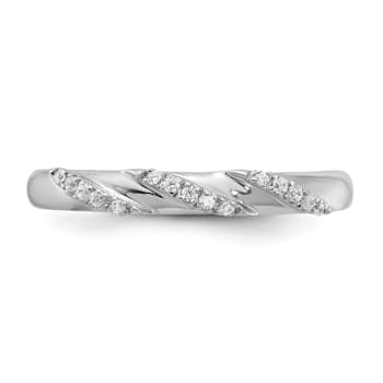 Rhodium Over 14K White Gold Diamond Trio Ladies Wedding Band 0.07ctw