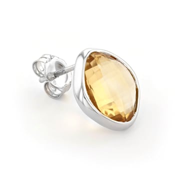 Yellow Citrine Rhodium Over Sterling Silver Earrings 11.00ctw
