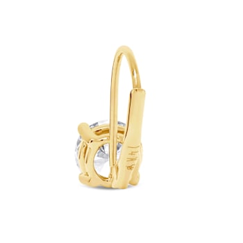 White Cubic Zirconia 14k Yellow Gold Earrings With Velvet Gift Box 2.00ctw