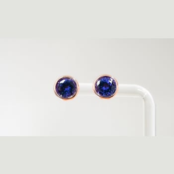 Tanzanite Round 18K Rose Gold Over Sterling Silver 8MM Studs Earrings,
4.46 ctw