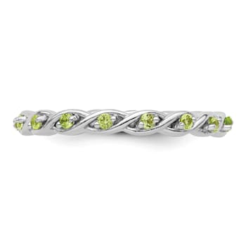Sterling Silver Stackable Expressions Peridot Ring 0.25ctw