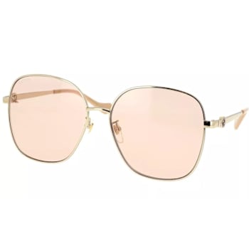 Gucci Gold Tone Frame / Orange Lens Sunglasses