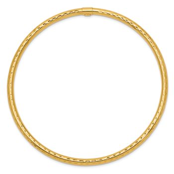 14k Yellow Gold 3mm Diamond-Cut Tube Slip-on Bangle