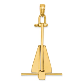14k Yellow Gold Moveable Danforth Anchor Pendant
