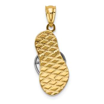14k Tri-color Gold Textured Sandal Pendant