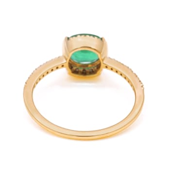1.10 Ctw Emerald With 0.13 Ctw White Diamond Ring in 14K YG