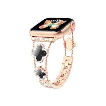 Black Crystal with Four Leaf Clover Rose Stainless Steel Apple Watch
Band (38/40/41mm) BAND ONLY