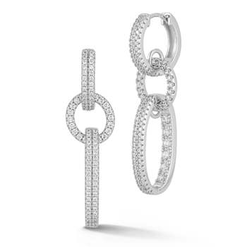 Rachel Zoe Pave CZ Elongated Open Link Drop Earrings in Rhodium Over
Sterling Silver