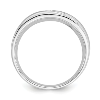 Rhodium Over 14K Gold Lab Grown Diamond SI1/SI2, G H I, Men's 3-stone Band