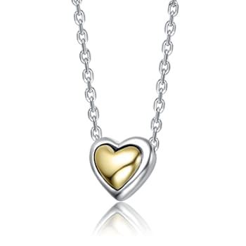 Heart Pendant Necklace In Two-Tone Rhodium Over Brass