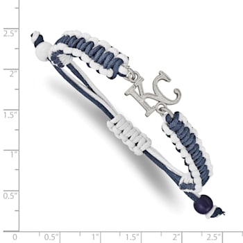 Stainless Steel MLB LogoArt Kansas City Royals Adjustable Cord Bracelet