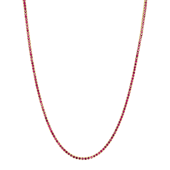 7.00ctw Ruby 14k Yellow Gold Tennis Necklace, 17 Inches