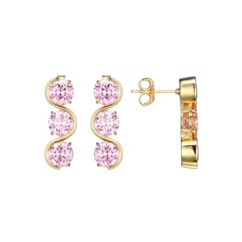 Pink Cubic Zirconia 18k Yellow Gold Over Silver October Birthstone
Earrings 8.21ctw