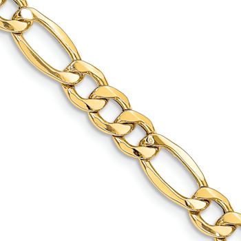14k Yellow Gold 8.5mm Figaro Link 26 Inch Chain