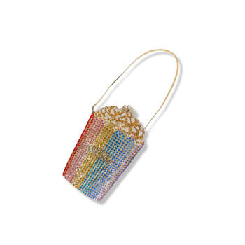 Gold Tone Multi Crystal Popcorn Clutch