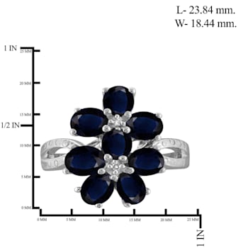 2.20ctw Oval Black Sapphire with White Diamond Sterling Accent Rhodium
Over Sterling Silver Ring