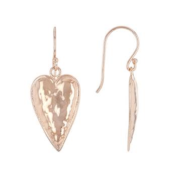 Heart Drop Earrings In 14K Rose Gold Over Sterling Silver