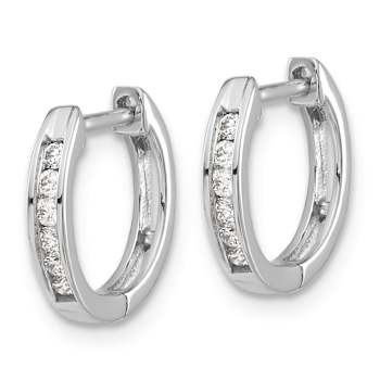 Diamond Hinged Hoop Earrings In 10K White Gold 0.12ctw