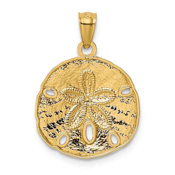 14k Yellow Gold Polished and Textured Large Sand Dollar Pendant