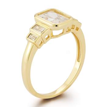 Rachel Zoe Bezel Set CZ Ring in 14K Gold Over Sterling Silver
