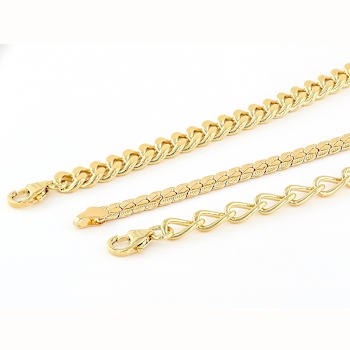 Curb Link Bracelet Set Of Three In 18K Gold Over Bronze