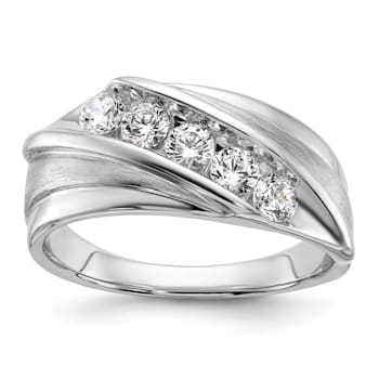 Rhodium Over 10K Gold Lab Grown Diamond SI1/SI2, G H I, Men's 5-stone Band