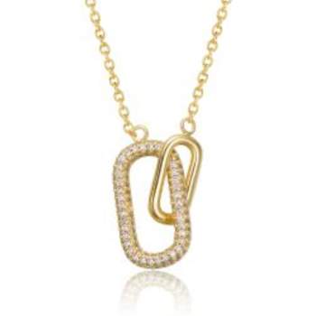 Interlocking Links CZ Pave Necklace In 14K Gold Over Sterling Silver