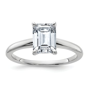 Rhodium Over 14K White Gold 1 3/4 ct. G H I True Light Emerald
Moissanite Solitaire Ring