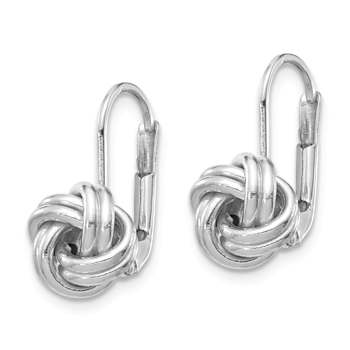 Rhodium Over 14k White Gold Polished Love Knot Dangle Earrings