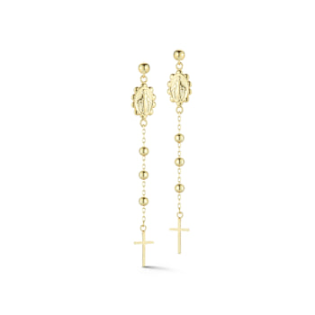 Sterling Statements 14K Yellow Gold Over Sterling Silver Rosary Dangle Earrings