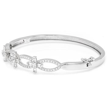 Lab-Created Sapphire Link Design Bangle Bracelet