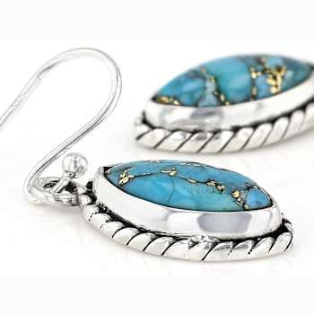 Turquoise Marquise Drop Earrings In Sterling Silver