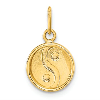 14k Yellow Gold Polished Black and White Enamel Yin and Yang Pendant