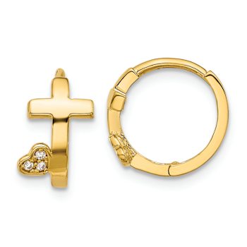 14k Yellow Gold Polished Cross with Cubic Zirconia 1/2" Heart
Hinged Huggie Hoop Earrings