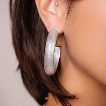 14K Yellow Gold Over Sterling Silver Medium Illusion Acrylic Hoops in Pixi
